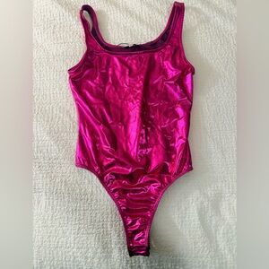 Fashion Nova Shiny Magenta One-Piece Bodysuit